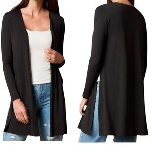 Sivana Bamboo Luxe Black Open Front Longline Cardigan Women’s M Stretchy Yoga